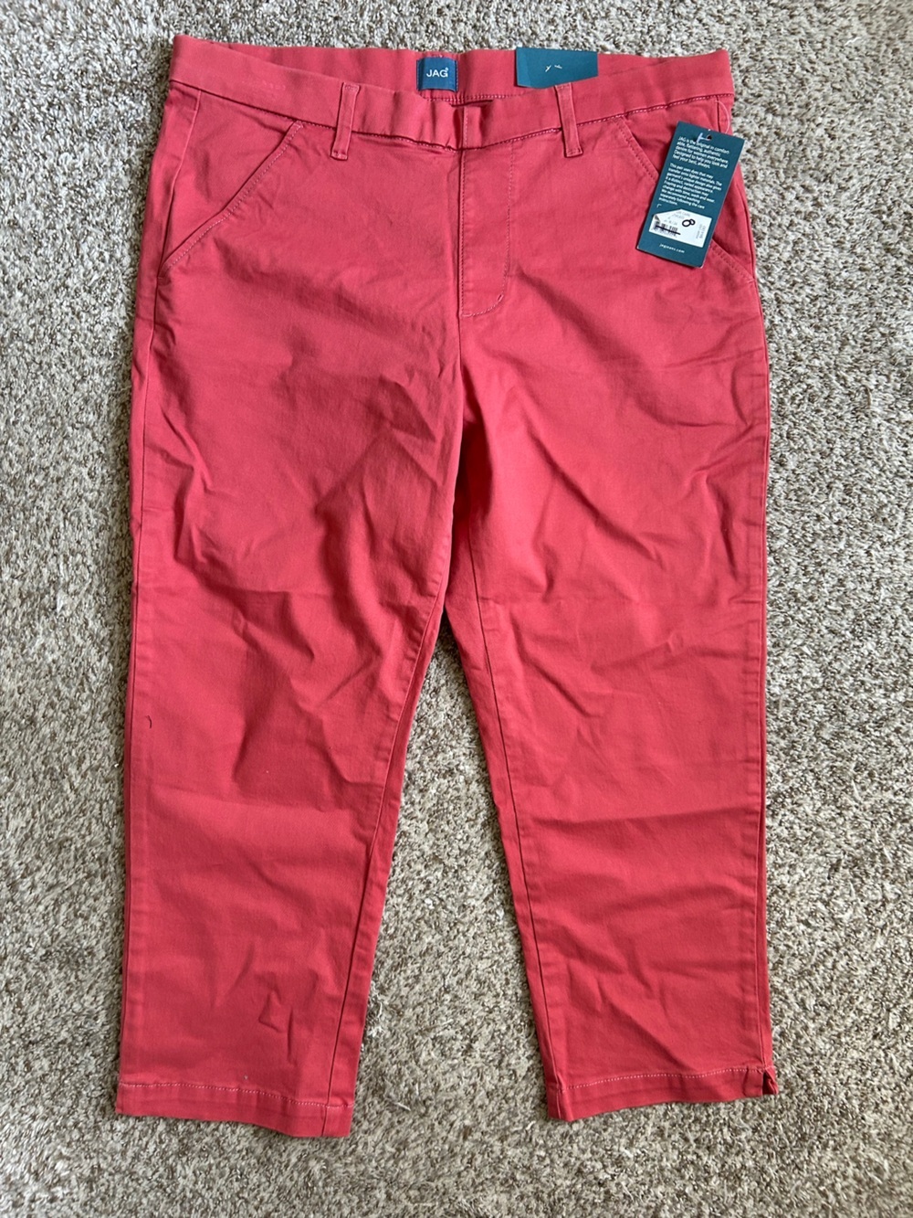 NWT Jag Jeans Maddie Capri Rose Red Cropped Stretch Comfy Casual Mid Rise 16